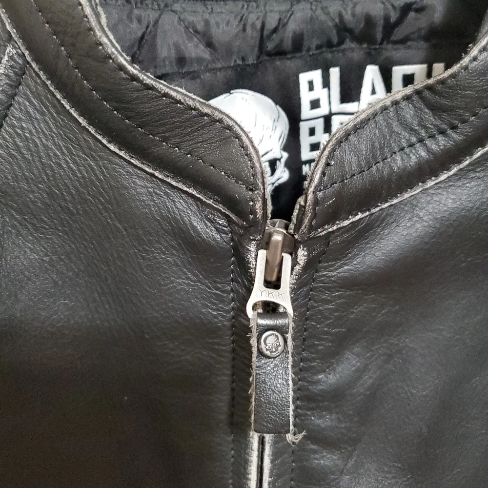 Black Brand motorcycle clothing leather jacket - Picture 4 of 8